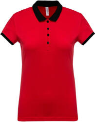 Kariban Női galléros piké póló, kontrasztos passzékkal, Kariban KA259, Red/Black-XL (ka259re-bl-xl)