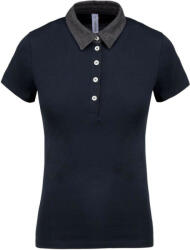 Kariban Női galléros jersey póló, kontrasztos gallérral, Kariban KA261, Navy/Dark Grey Heather-L (ka261nv-dgh-l)
