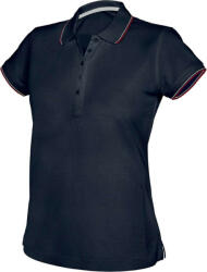 Kariban Női kontrasztcsíkos rövid ujjú galléros piké póló, Kariban KA251, Navy/Red/White-M (ka251nv-re-wh-m)