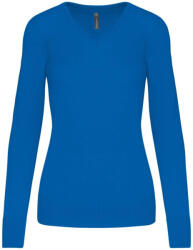 Kariban Női V-nyakú testhezálló pulóver, Kariban KA966, Light Royal Blue-2XL (ka966lro-2xl)