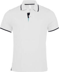 Kariban Férfi galléros piké póló, kontrasztcsíkos szélekkel, Kariban KA245, White/Navy-XL (ka245wh-nv-xl)