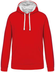 Kariban Férfi pulóver kontrasztos bélésű kapucnival, Kariban KA446, Red/White-XL (ka446re-wh-xl)