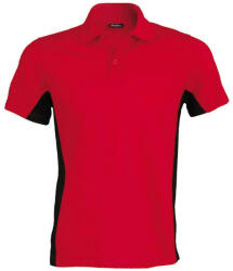 Kariban Férfi kétszínű rövid ujjú galléros piké póló, Kariban KA232, Red/Black-L (ka232re-bl-l)