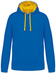 Kariban Férfi pulóver kontrasztos bélésű kapucnival, Kariban KA446, Light Royal Blue/Yellow-L (ka446lro-ye-l)