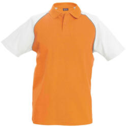 Kariban Férfi baseball galléros rövid ujjú piké póló, Kariban KA226, Orange/White-L (ka226or-wh-l)