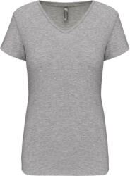 Kariban Női rövid ujjú V-nyakú sztreccs póló, Kariban KA3015, Light Grey Heather-XL (ka3015lgrh-xl)