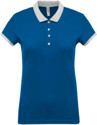 Kariban Női galléros piké póló, kontrasztos passzékkal, Kariban KA259, Light Royal Blue/Oxford Grey-XS (ka259lro-oxg-xs)