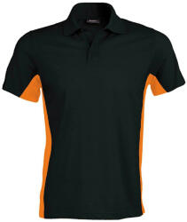 Kariban Férfi kétszínű rövid ujjú galléros piké póló, Kariban KA232, Black/Orange-L (ka232bl-or-l)