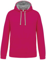 Kariban Férfi pulóver kontrasztos bélésű kapucnival, Kariban KA446, Fuchsia/Fine Grey-XS (ka446fu-fg-xs)