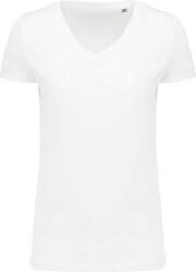 Kariban Női V-nyakú pamut póló, Supima pamutból, Kariban KA3003, White-XL (ka3003wh-xl)