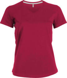 Kariban Női V-nyakú rövid ujjú pamut póló, Kariban KA381, Fuchsia-XL (ka381fu-xl)