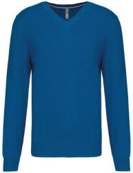 Kariban Férfi prémium V-nyakú pulóver, Kariban KA982, Mykonos Blue Heather-XS (ka982mybh-xs)