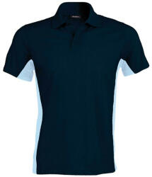 Kariban Férfi kétszínű rövid ujjú galléros piké póló, Kariban KA232, Navy/Sky Blue-M (ka232nv-sk-m)