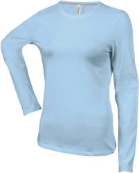 Kariban Női hosszú ujjú kereknyakú pamut póló, Kariban KA383, Sky Blue-M (ka383sb-m)