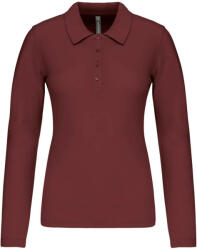 Kariban Női galléros hosszú ujjú piké póló, Kariban KA257, Wine-L (ka257wn-l)