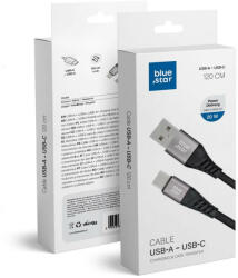 Blue Star Töltőkábel Blue Star - USB A-ról USB C csatlakozóra 3A 20W 1, 2m (fekete) (5903396224232)