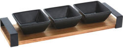 Siaki Collection Set servire tapas Excellent Houseware, ceramica bambus, 32x10x4 cm, negru maro (KO-210000860)