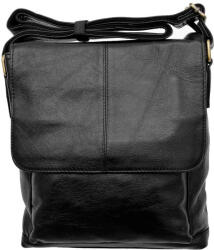  Borseta Barbati din Piele Naturala: Negru / Gri Inchis - 27 x 24 x 9 6 cm, Negru