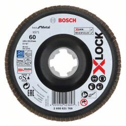 Bosch X-LOCK szálas csiszolókorongok, felülnyomásos változat, műanyag lemez, Ø 125 mm, G 60, X571, Best for Metal, 10 db - 2 608 621 768 (2608621768)