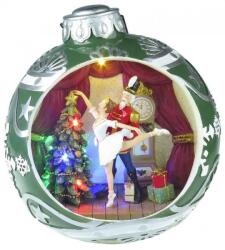 Strend Pro Decoratiune Craciun muzicala, glob de brad cu balerina, LED multicolor, 3xAA, 30.5x26.5 cm (8090890)