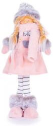 Strend Pro Decoratiune iarna, fata cu rochita, puf, roz si gri, 17x13x48 cm (8091235)