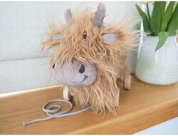 Little Bird Told Me - Hubert Highland Cow Pull Along Toy cu roti detasabile, pentru copii (LB3102)