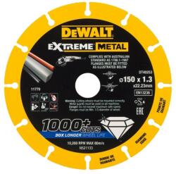 DEWALT Disc diamantat pentru metal/otel EXTREME, 150x22.23x1.3mm, DeWALT (DT40253-QZ) - bricolaj-mag Disc de taiere