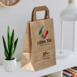 Label Print Sacose hartie personalizate cu maner banda, imprimare fata-verso, 18+9 x 24 cm, hartie natur reciclata 70g (PG810114569)