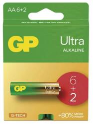 GP Batteries B02218 Ultra Lr6 Alkali Elem (aa), 6+2 Db