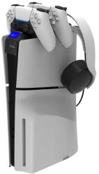 iPega P5S016 Dupla töltőállomás fejhallgató- és vezérlőtartóval PS5 Slim számára, Fehér (PG-P5S016)