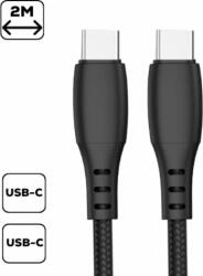 Cellect USB-C apa - USB-C apa Szövet 2.0 Adat és töltő kábel - Fekete (2m) (W2166)
