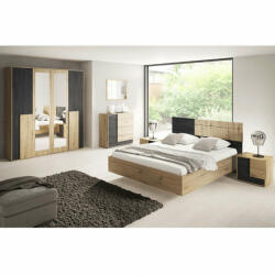 Hálószoba szett (ágy+2x éjjeliszekrény+szekrény), artisan tölgy/f (0000263547)