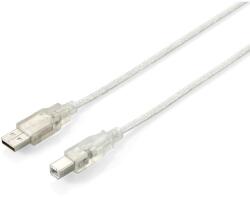 Equip USB Kabel 2.0 A-B St/St 1.0m transparent Polybeutel (128653) (128653)