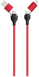 2GO USB-C/USB-A apa - USB-C/Lightning apa Adat és töltő kábel - Piros (1, 2m) (797370) (797370)
