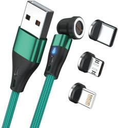 RealPower 439636 USB-A apa - USB-C/Lightning/USB-B apa 2.0 Adat és töltő kábel - Zöld (1m) (439636) (439636)