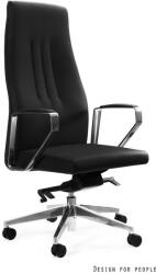 UNIQUE TWEED vezetői irodai szék, fekete valódi bőr