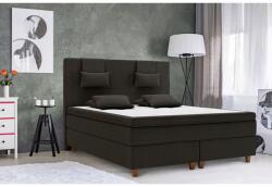 Bedora Pat Dormitor Boxspring Borgholm, saltea cu arcuri Pocket , topper, 180x200 cm, Gri inchis