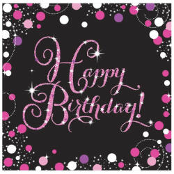 Születésnap Happy Birthday Pink szalvéta 16 db-os 33x33 cm