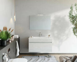 Savinidue Bogota 80cm-es 1 fiókos fürdőszobaszekrény fehér tölgy + mosdó - smartbutor