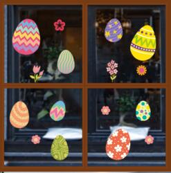 Mainland China Húsvéti sztatikus ablakmatrica - Színes tojások, virágok