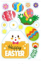 Mainland China Húsvéti sztatikus ablakmatrica - Színes tojások, virágok, Happy Easter
