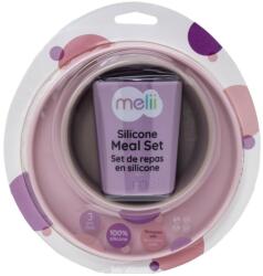 Melii Set 3 Recipiente Silicon Hrana Bebe, Melii, Purple&pink&grey (ml13700) Set pentru masa bebelusi