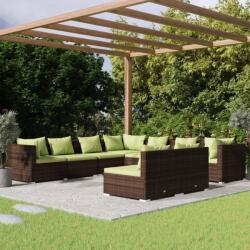 vidaXL Set mobilier de grădină cu perne, 9 piese, maro, poliratan (3102420) - comfy