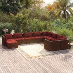 vidaXL Set mobilier de grădină cu perne, 10 piese, maro, poliratan (3102683) - comfy
