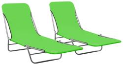 vidaXL Șezlonguri pliabile, 2 buc. , verde, oțel & material textil (310343) - comfy