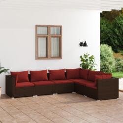 vidaXL Set mobilier de grădină cu perne, 6 piese, maro, poliratan (3101715) - comfy