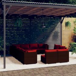vidaXL Set mobilier de grădină cu perne, 12 piese, maro, poliratan (3102843) - comfy