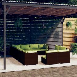 vidaXL Set mobilier de grădină cu perne, 12 piese, maro, poliratan (3102844) - comfy