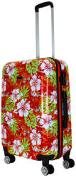Benzi Beach piros virágos 4 kerekű közepes bőrönd (BZ5748-M-piros-virag)