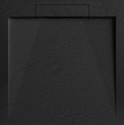 AREZZO design design STONE pala hatású öntött márvány zuhanytálca, 90x90 cm-es, fekete